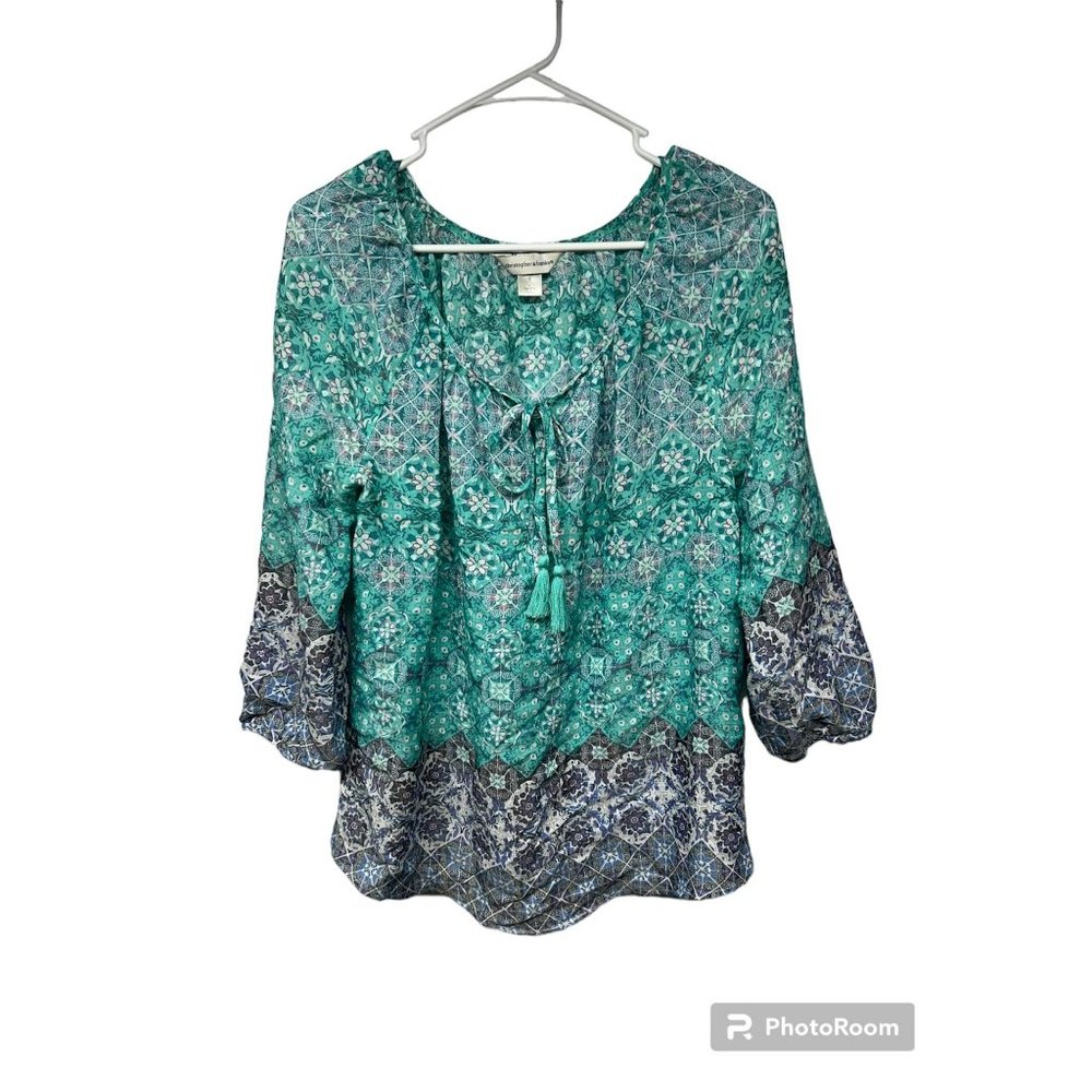 Christopher & Banks Small Floral Boho Peasant Blouse